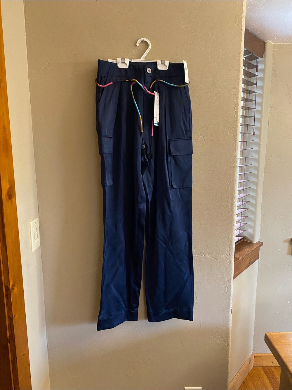 Scotch & Soda Navy Cargo Pants with Multicolor Drawstring